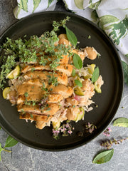Lemon Thyme Chicken with Courgette and Butter bean rice