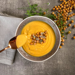 Thai Roast Butternut Soup with roasted chickpeas